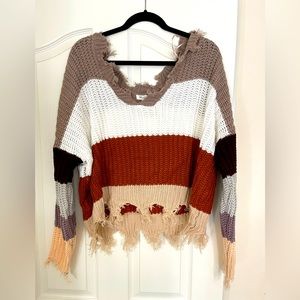 Color block cropped sweater